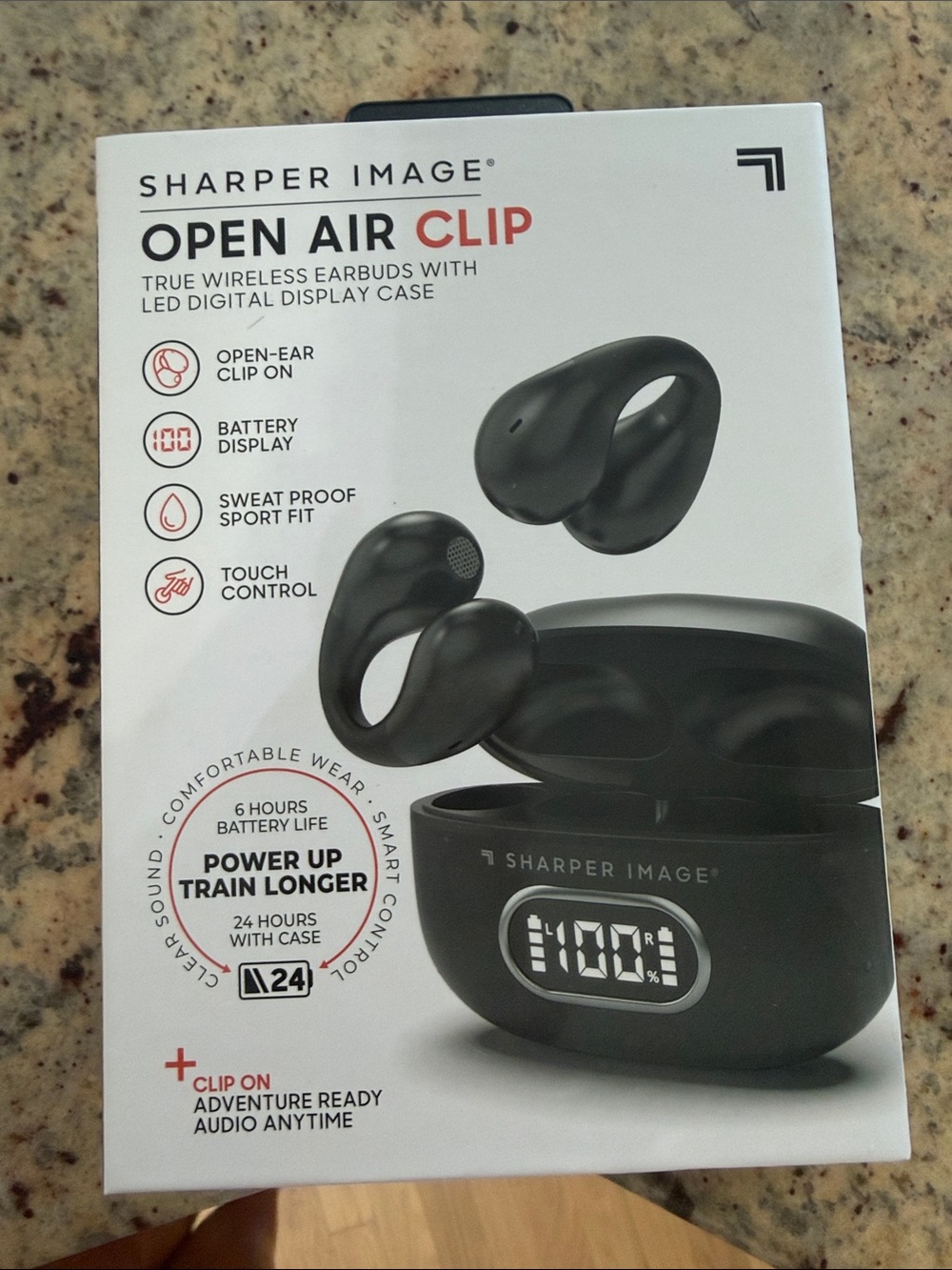 NWT Sharper Image Open Air Clip True Wireless Earbuds — Black